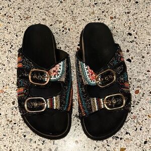 House of Harlow beaded sandals slip on Birkenstock style 8.5